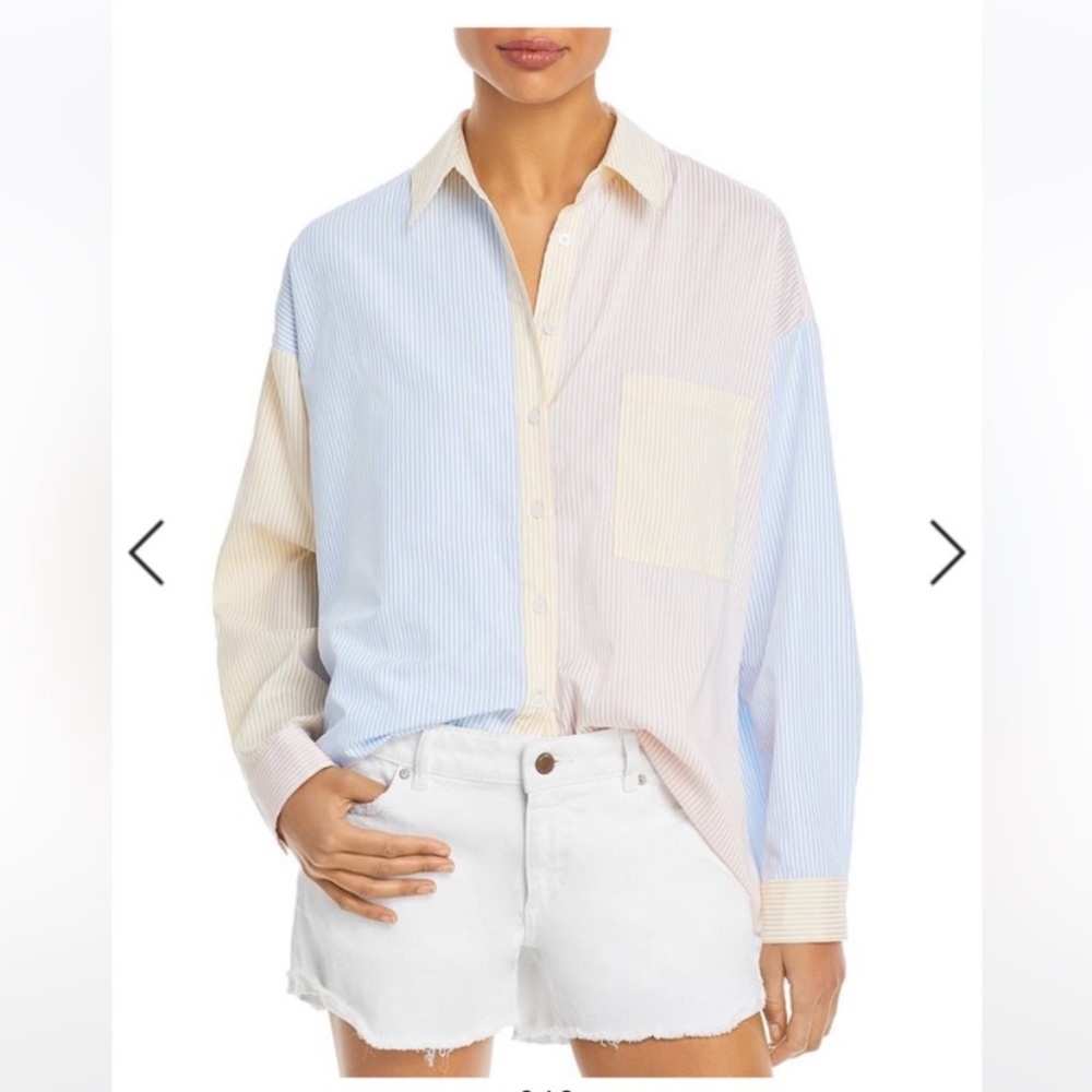 Lucy Paris color block button down shirt